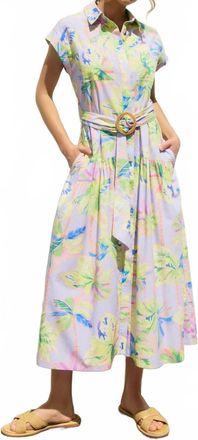 Dress Forum Floral Radiance Shirt Dress In Baja Blue