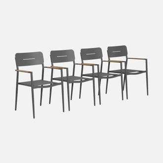 Sweeek Sill&oacute;n De Jard&iacute;n De Aluminio Y Textileno, Set De 4