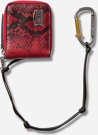Aries Snake Print Leather Bobby Wallet Red