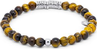 Tateossian Mens Classic Discs Beaded Bracelet in Brown at Nordstrom, Size Medium