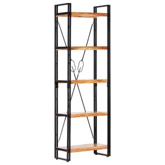 Berkfield Home 5-Tier Bookcase 60x30x180 cm Solid Acacia Wood in Brown | Size: 60 x 30 x 180 cm