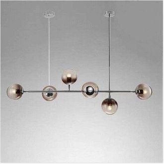 Trade Shop Lampadario Sospensione 6 Sfere Attacco E27 In Vetro Lampada In Metallo Argento 71652 - - Trade Shop Traesio