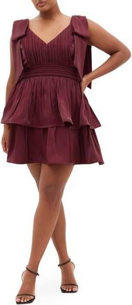 City Chic Betty Bow Cocktail Dress in Dark Cherry at Nordstrom, Size 20W