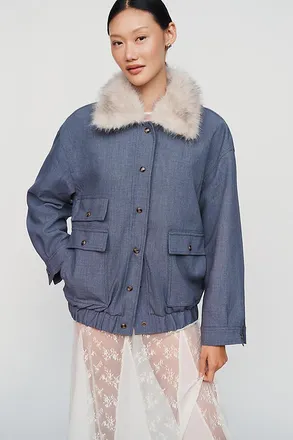 Maeve Faux Fur Collar Barn Jacket
