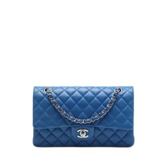 Chanel Pre-owned Vintage Double Flap Schoudertas - Dames - Pre-owned - Blauw - Maat: ONE Size Leer