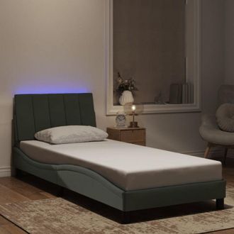 vidaXL Vidaxl - Estructura Cama Con Luces Led Terciopelo Gris Claro 80x200 Cm