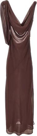 Andamane draped tie-detail dress - women - Silk/Spandex/Elastane - 40 - Brown
