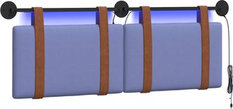 vidaXL Cabecero Colgante Con Luz Led Azul Jeans Pu Antiguo Vidaxl