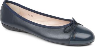 Paul Mayer Attitudes Best Cap Toe Ballet Flat in Navy/Navy Patent at Nordstrom, Size 8.5