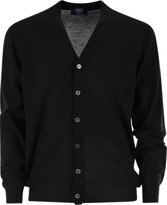 Fedeli Cardigan con bottoni e scollo a V - Nero