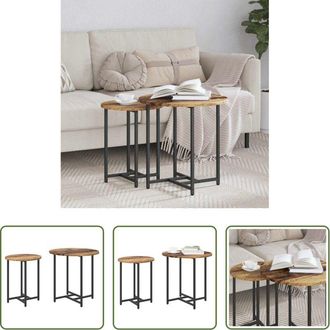 vidaXL Stile industriale - Set tavolini 2 pcs Legno Antico e Nero