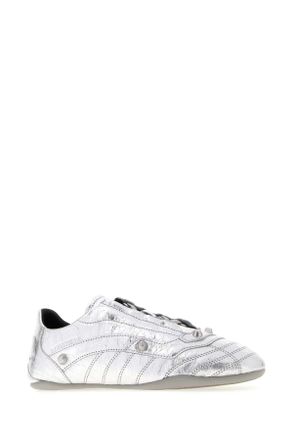 Balenciaga Womens Silver Leather City Sneakers Silver-Silver Silver/silver