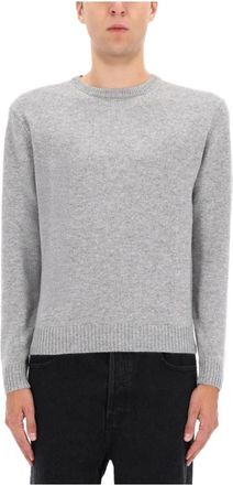 Aspesi Rondgebreide trui - Heren - Cashmere truien - Grijs - L - Kasjmier - Truien & Vesten