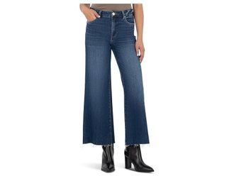 Kut from the Kloth Meg High-Rise Fab Ab Wide Leg Raw Hem Womens Jeans Inexhaustible : 14 29, Cotton/Denim/Spandex