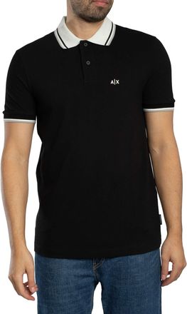 A|X Armani Exchange Slim Fit Polo Shirt Met Contrasterende Kraag, Zwart
