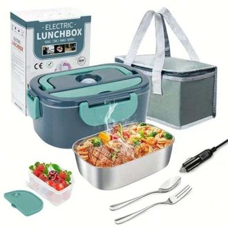 OEM Fiambrera T&eacute;rmica Xu, Recipiente Para Comidas Con Calefacci&oacute;n 3 En 1 (12v/24v/220v), Fiambrera Port&aacute;til Con Calefacci&oacute;n De 1,5 L, Fiambrera Con Calefa