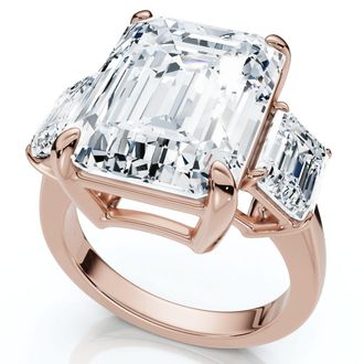 Pompeii3 Certified 12Ct Emerald Cut Three Stone Diamond Engagement Ring Lab Grown