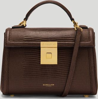 DeMellier The Paris in Espresso Lizard Effect Leather Crossbody bag