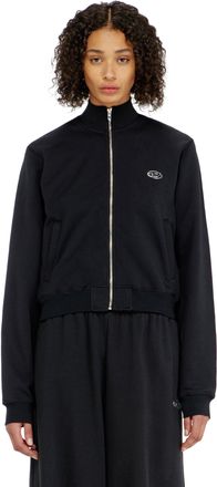 Diesel Zipped sweatshirt with silver Oval D - Sweaters - Woman - Black