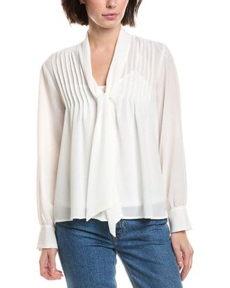 Vince Camuto Front Tie & Pintuck Blouse