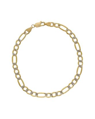 Italian Gold, Inc 10K 5.2Mm Pave Semi-Solid Figaro Bracelet