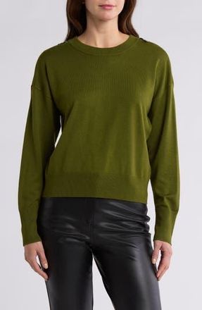 DKNY Zip Trim Sweater in Dark Olive at Nordstrom Rack, Size X-Small