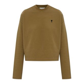 Ami Sweatshirts, female, Green, Size: XS Sweatshirt with embroidered logo