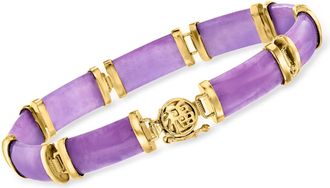 Ross-Simons Purple Jade Chinese Symbol Bracelet in 18kt Gold Over Sterling