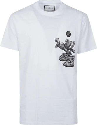 Philipp Plein T-shirt Girocollo Teddy Dollar Patch - - Tops - Uomo - Bianco - XL