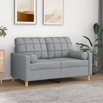 vidaXL Sof&aacute; De 2 Plazas Con Cojines Tela Gris Claro 120 Cm Vidaxl