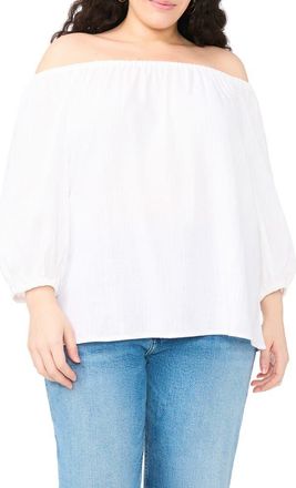 Vince Camuto Off the Shoulder Puff Sleeve Top in White at Nordstrom Rack, Size 1X