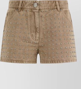 Pinko denim studded high-rise short shorts