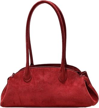 Generic Womens Underarm Commuter Shoulder Bag Style PU Material Medium Size Shell Shape Zipper Opening(Matte Red)