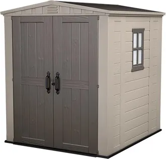 Keter Caseta De Jard&iacute;n Factor 6x6 Exterior Cobertizo De Almacenamiento Ordenaci&oacute;n Madera Acero Metal Resina Efecto Madera 178cmx196cmx208cm Wxdxh - Keter