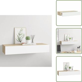 vidaXL The Living Store Mensola a muro con cassetti in rovere e bianco 60x23,5x10 cm MDF - Scaffale con cassetto