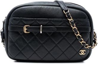 Chanel Pre-owned Buckle Camera Bag - Dames - Vintage Schoudertas - Zwart - ONE Size - Leer - Vintage