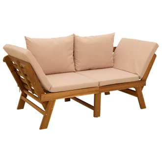 vidaXL Panchina Da Giardino 3 In 1 Con Cuscini Naturale Vidaxl