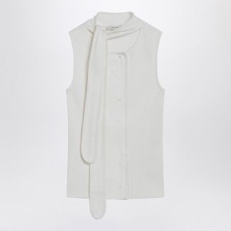 Christophe Lemaire Milk Colored Asymmetrical Tank Top With Scarf