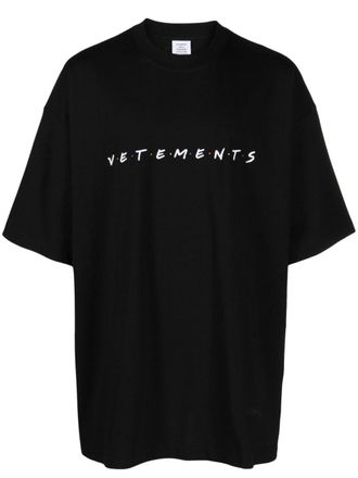VETEMENTS Friendly logo-print cotton T-shirt - Black