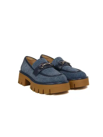 Michael Kors Womens Loafers Dark Vintage Blue Wash Footwear - Flats