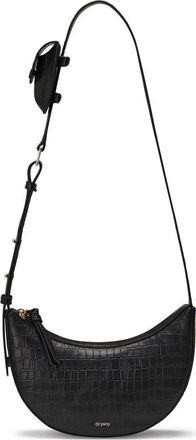 Oryany Rookie Crescent Croc Embossed Leather Crossbody Bag in Black at Nordstrom