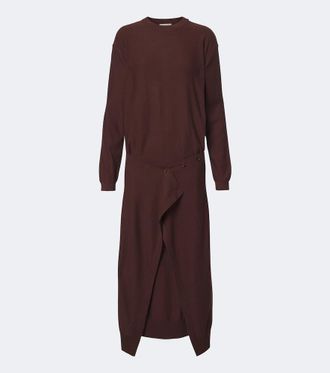 Christophe Lemaire Vestido midi deconstruido en mezcla de lana