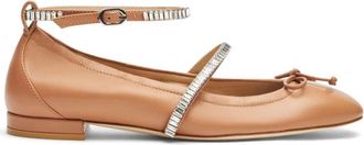 Stuart Weitzman Ballerinas met kristallen - Dames - Ballerinas - Beige - 40 EU - Leer - Schoenen