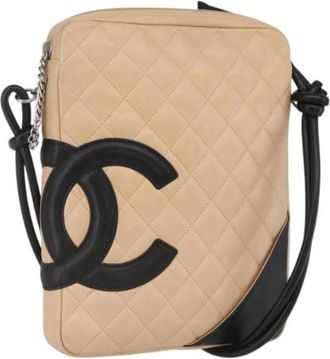 Chanel Pre-owned Vintage Leren Crossbody Tas - Dames - Vintage Schoudertas - Beige - ONE Size - Leer - Vintage