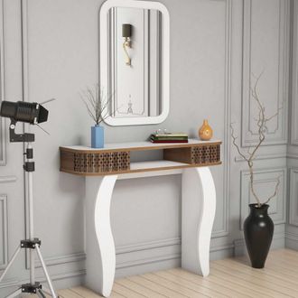 Dmora Mueble De Entrada Gazzuolo, Espejo Incluido, 2 Estantes, Modular, 105x30x85h Cm Nuez Marr&oacute;n