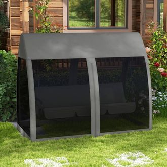 OUTSUNNY Swing Chair Lounger Bed Hammock 3 Person Mesh Wall Canopy Grey Garden Patio