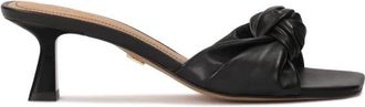 Kazar Zwarte leren muiltjes met knopen - Dames - Muiltjes - Zwart - 37 EU - Leer - Schoenen