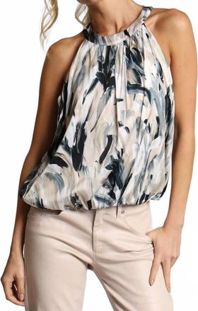 Lola & Sophie Brush Strokes Bubble Halter Top In Cream
