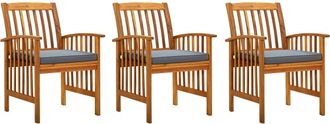 vidaXL Vidaxl - Sillas De Comedor Jard&iacute;n 3 Uds Con Cojines Madera Maciza Acacia