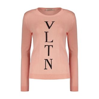 Valentino WomenS Pink Cotton Crewneck Sweater, Size 40